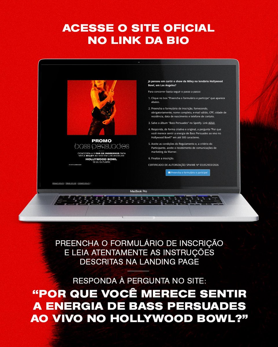 MileyCyrusBR's tweet photo. 🚨 ALERTA SORTEIO (e dos bons)!

A @WarnerMusicBR está sorteando UM PAR de ingressos para o show da Miley em Los Angeles no di 18 de outubro.

O sorteio ainda inclui passagem + hospedagem. CORRAM E PARTICIPEM!

Link: https://t.co/Av3cwvZ2UH https://t.co/KNkavE6kvU