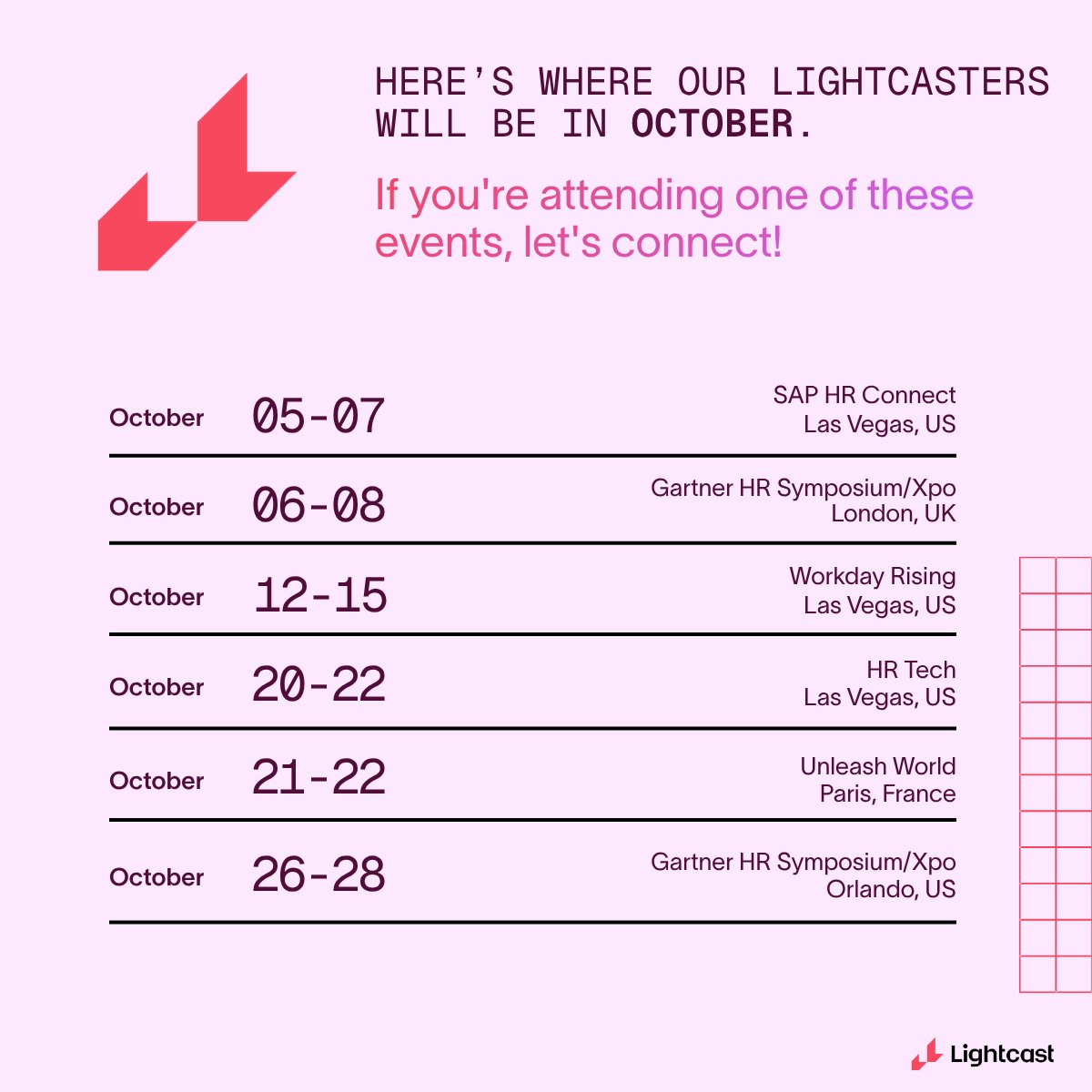 LightcastData's tweet photo. It's officially OCTOBER, and our Lightcasters will be on planes, trains, and automobiles headed to Enterprise / HR-focused shows. If you're headed where we're headed, let's make sure to link up!

Send us a note, so we can get something on the books. https://t.co/kJSzq9j1Us https://t.co/lr4fzCtU4d