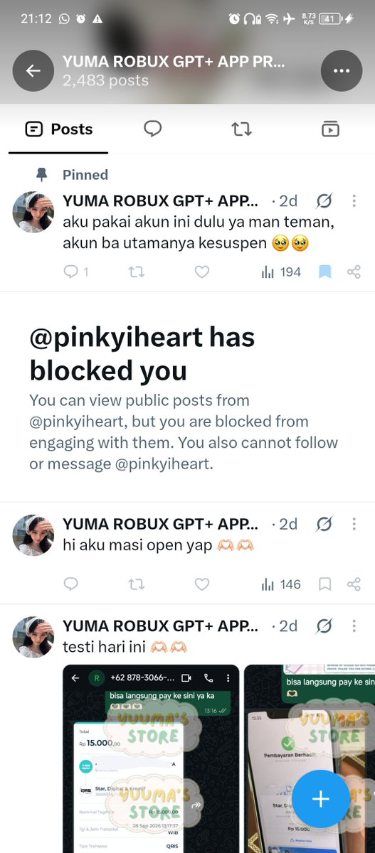 joenathesecond's tweet photo. @bebeyourbae liat kak udah diblok WKWKWK tiati ges penipu #zonauang https://t.co/Z6mZARxYzx
