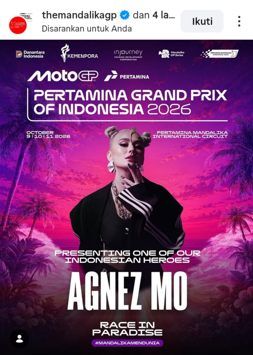 amoXvo's tweet photo. Udah lama tak nonton MotoGP semenjak sang goat Rossi  pensiun 💛

Tapi karena ada Queen ku tampil akan saya Nonton balek 😋

Agnation lombok Ramekan ia 🔥

#AGNEZMO 🇮🇩
#MotoGp https://t.co/374NIU83gi