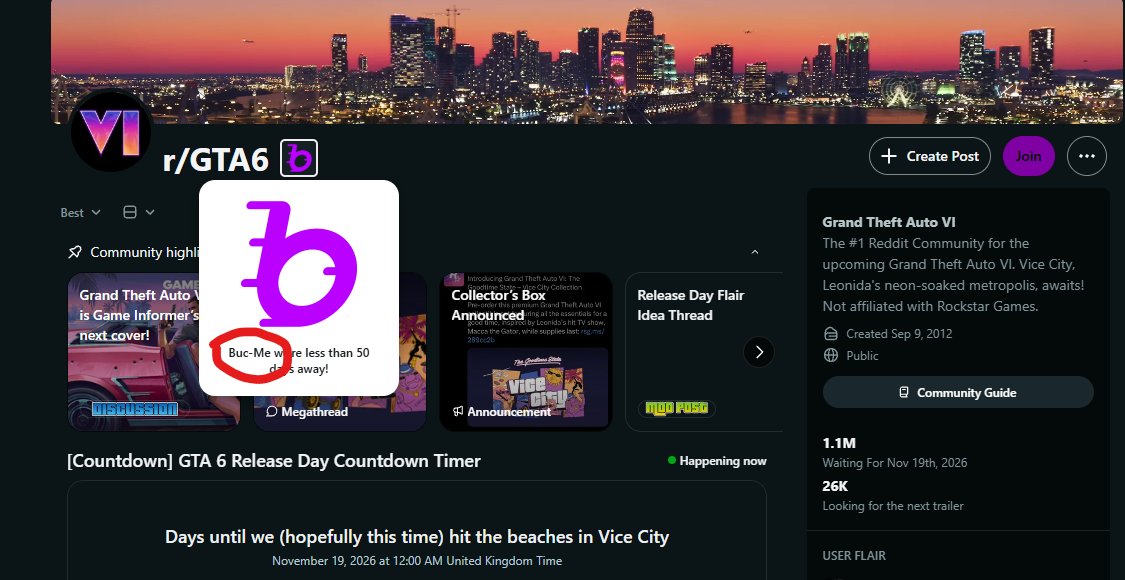Na1_N1ako's tweet photo. They named it today on the official GTA6 reddit its called "Buc" (Buc-Me)

https://t.co/rIj3HJTOVh https://t.co/VOobB9IqZn