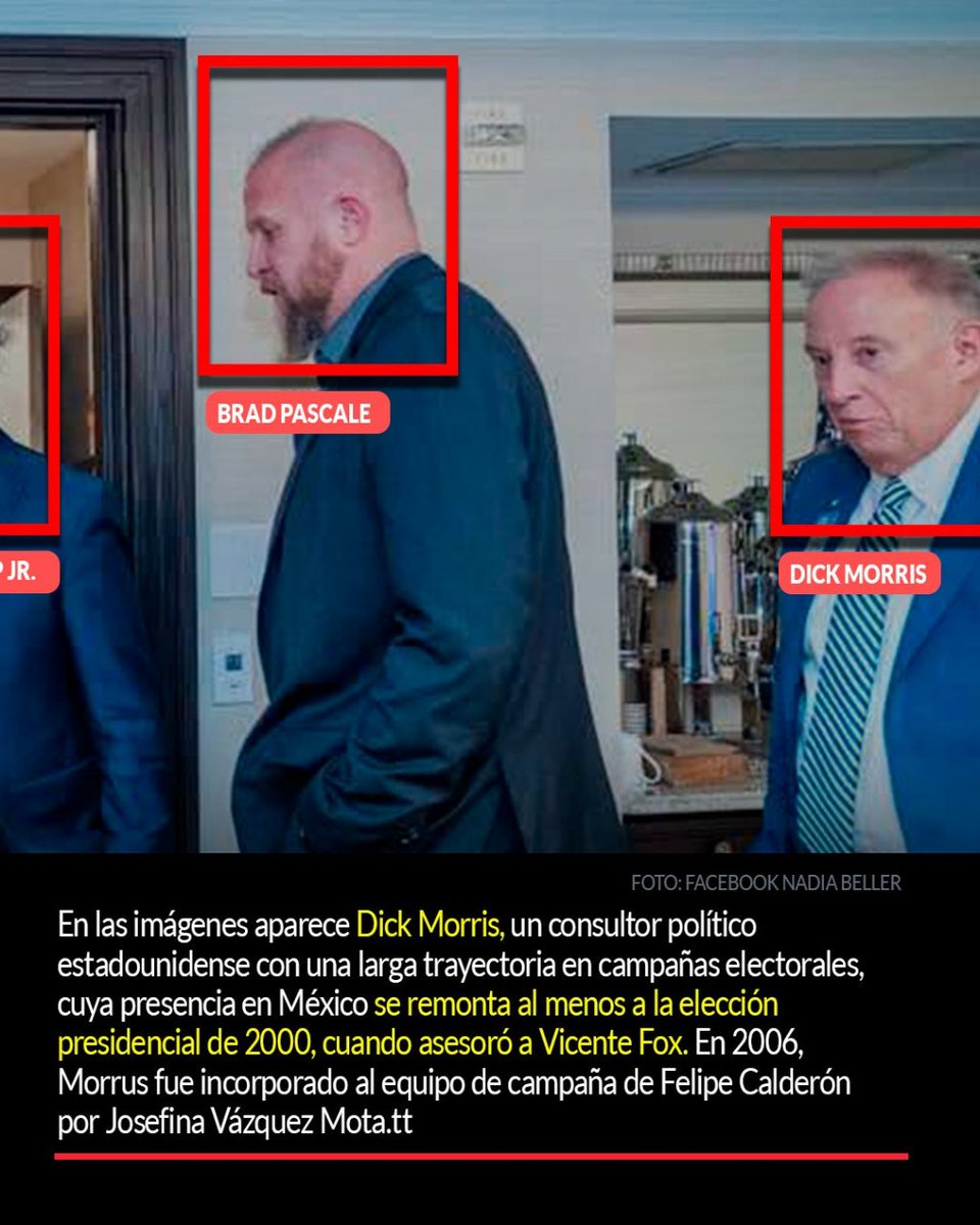 SinEmbargoMX's tweet photo. 1/3 #DickMorris armó la campaña del "peligro para México" en 2006. Hoy aparece en una foto con Cerimedo y con el hijo de Trump. #NadiaBeller nos lo explicó en #LosPeriodistas.

Va hilo 👇 https://t.co/kn8m9zlySL