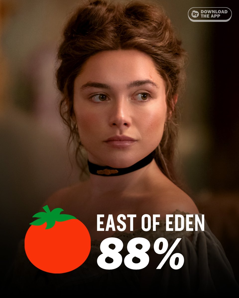 RottenTomatoes's tweet photo. Early reviews are in for #EastOfEden, currently it's Fresh at 88% on the Tomatometer, with 24 reviews: https://t.co/sULM9rpu8j https://t.co/MZbQK8cRAc