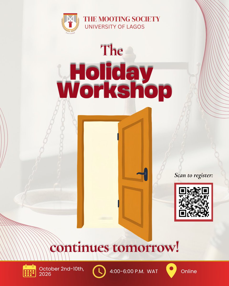 lex_gemot's tweet photo. We hope you haven't forgotten about us, because we've certainly not forgotten you!
The Holiday Workshop continues TOMORROW with legal writing and memorial writing!
#LexGemot
#CultureOfExcellence
#DoItForTheCulture https://t.co/ZLbt5f5NmP