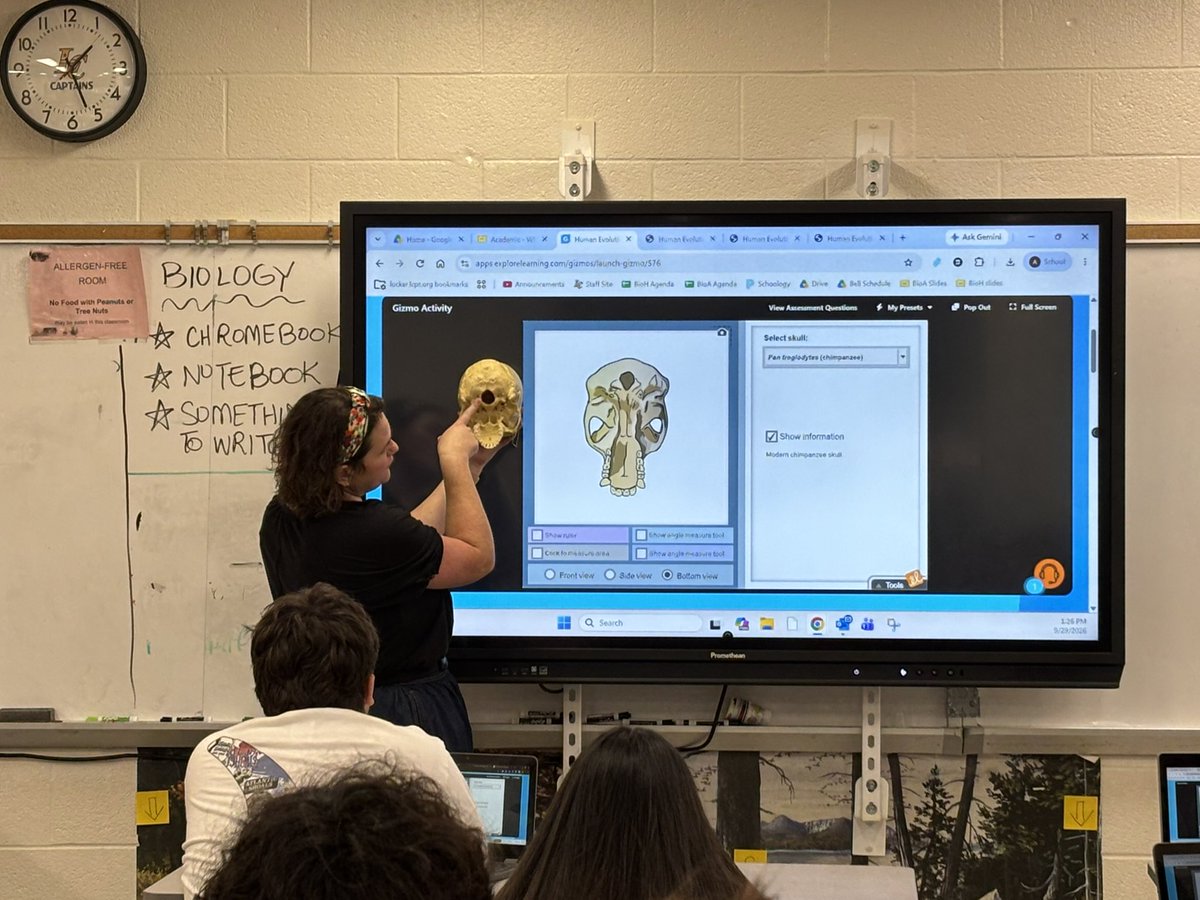 LCHS1954's tweet photo. Celebrating Dr. Markle and her strong modeling of higher-level thinking! As students work through their skull analysis lab, she is creating opportunities for them to observe, analyze evidence, ask questions, and apply their understanding to draw conclusions. @LCPSOfficial https://t.co/X8v8eNvzTX