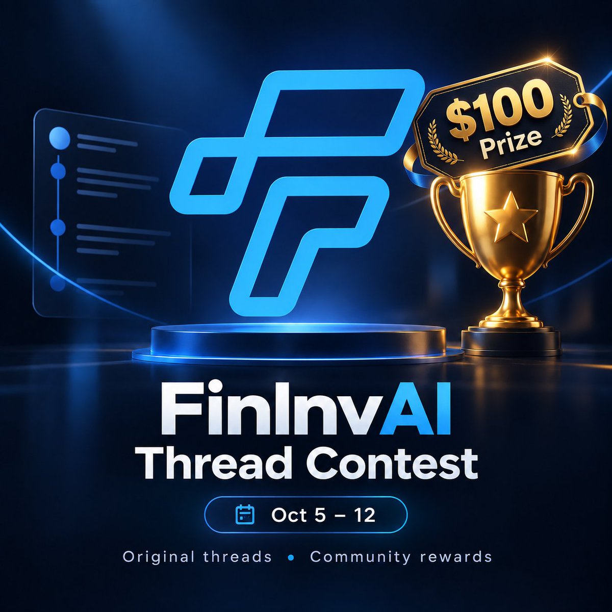 fininvai's tweet photo. FININVAI THREAD CONTEST IS COMING!

Think you can explain the future of AI-powered crypto market monitoring? 🧵👀

We’re launching the FinInvAI Thread Contest. a chance to showcase your creativity, educate the community, and earn rewards! 🏆

📅 Contest: October 5 to October 12 (11PM UTC +1)

Prize pool: $100

1st🥇: $50
2nd 🥈: $30
3rd 🥉: $20

📝 HOW TO ENTER

1️⃣ Create an original thread about FinInvAI
2️⃣ Explain what FinInvAI does and how it helps crypto
traders/market watchers
3️⃣ Tag @fininvai in your thread
4️⃣ Include the project name FinInvAI naturally throughout your thread
5️⃣ follow the X page and join the telegram community (https://t.co/MuCNIk776A)
6️⃣ Quote this contest announcement post when submitting your thread entry.

📜 RULES

• One entry per person
• Thread must be original
• No plagiarism or copied content
• Fake/botted engagement may lead to disqualification
• Keep your content informative, creative and relevant to FinInvAI
• The team reserves the right to disqualify entries that violate the rules

Best of luck