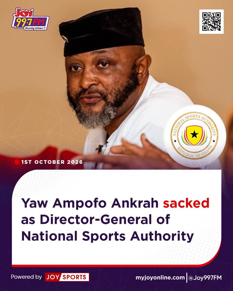 _Fiifi_Sage's tweet photo. Sacking Yaw Ampofo Ankrah is not enough. He must be prosecuted for all the corruption that has gone on at the NSA https://t.co/XjaImBL1sa