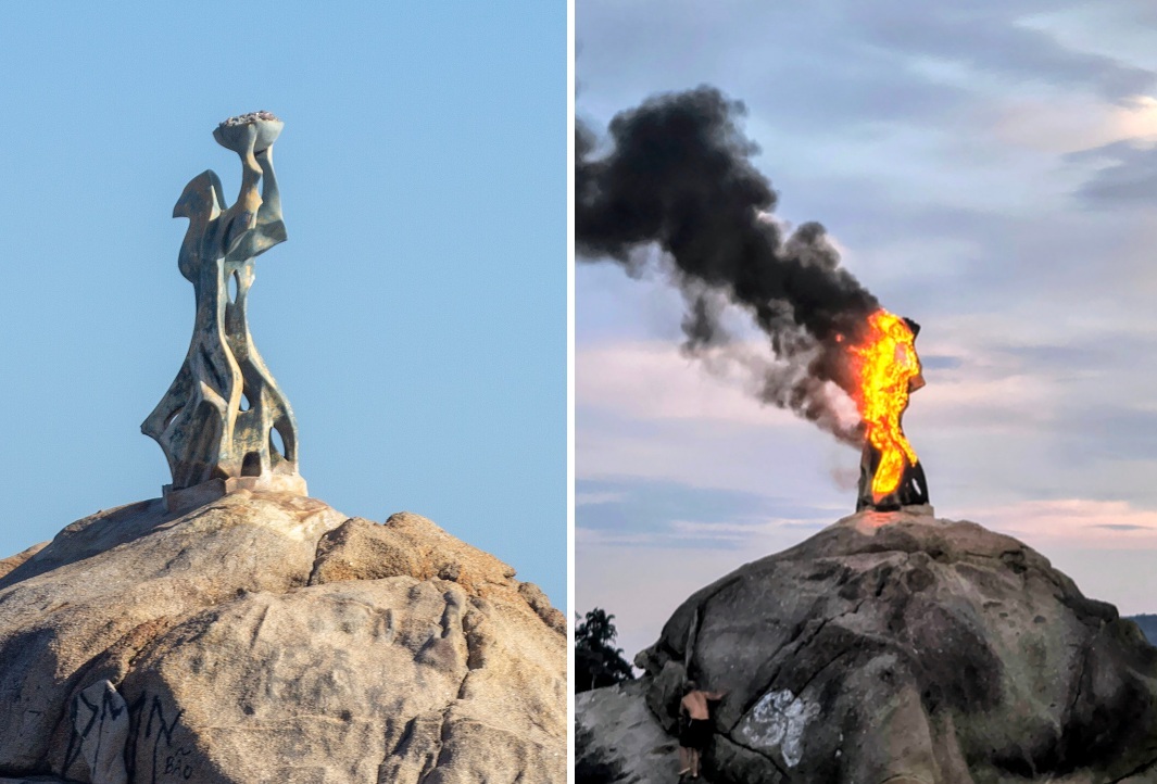 historia_pensar's tweet photo. Um dos monumentos mais importantes da cidade de São Vicente, no litoral de São Paulo, foi destruído nessa quarta-feira, 30 de setembro. Trata-se da Estátua da Feiticeira, instalada sobre a formação rochosa homônima da Praia do Itararé.

1/10 https://t.co/iU3aVhtQ6f