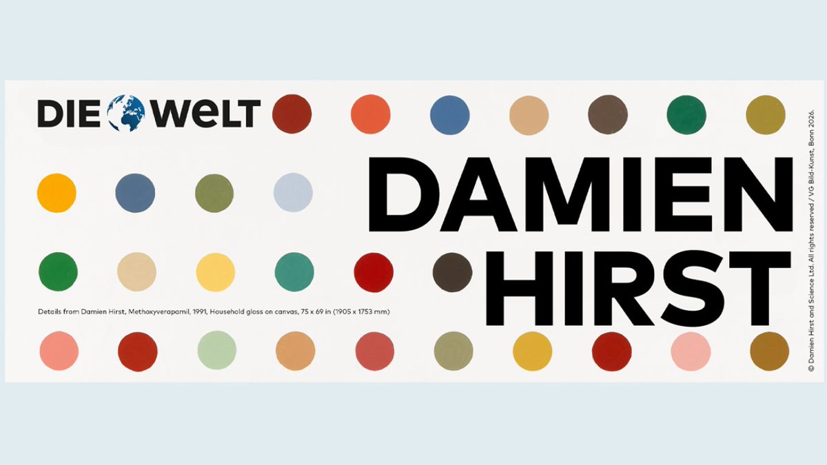 axelspringer's tweet photo. Damien Hirst kuratiert die WELT-Künstlerausgabe 2026 go2.​as/3VFN4EX https://t.co/1j9bmvbjRQ