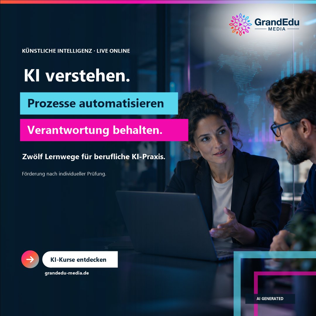 GrandEduMedia's tweet photo. KI Praxis verstehen und anwenden: https://t.co/rrLnvnaypb https://t.co/ad7V13Rnnw