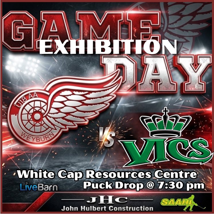 RedU18aa's tweet photo. The Wings are on home ice at the White Cap Resources Centre tonight for one more preseason game.
Puck drop at 7:30 pm
#GoWings #RedAndWhite #HomeGame #HockeyNight #supportlocal
@hockeyweyburn
@hockeysaskatchewan
@saahlu18aa https://t.co/SAp6zSdkvs