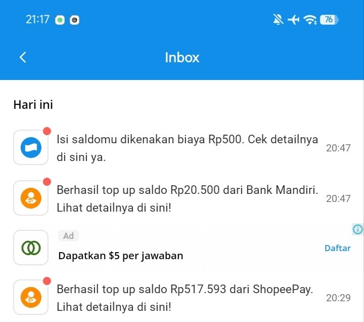 anotherdindahw's tweet photo. ada yg pake Dana gaa yaa? ini kenapasih lagi error ya? padahal notifnya ada tapi uangnya ga masuk gitu loh guyss 😭😭 
kenapasih dana ini😭 
#dana #danawallet #zonauang https://t.co/ts0w31QWfj