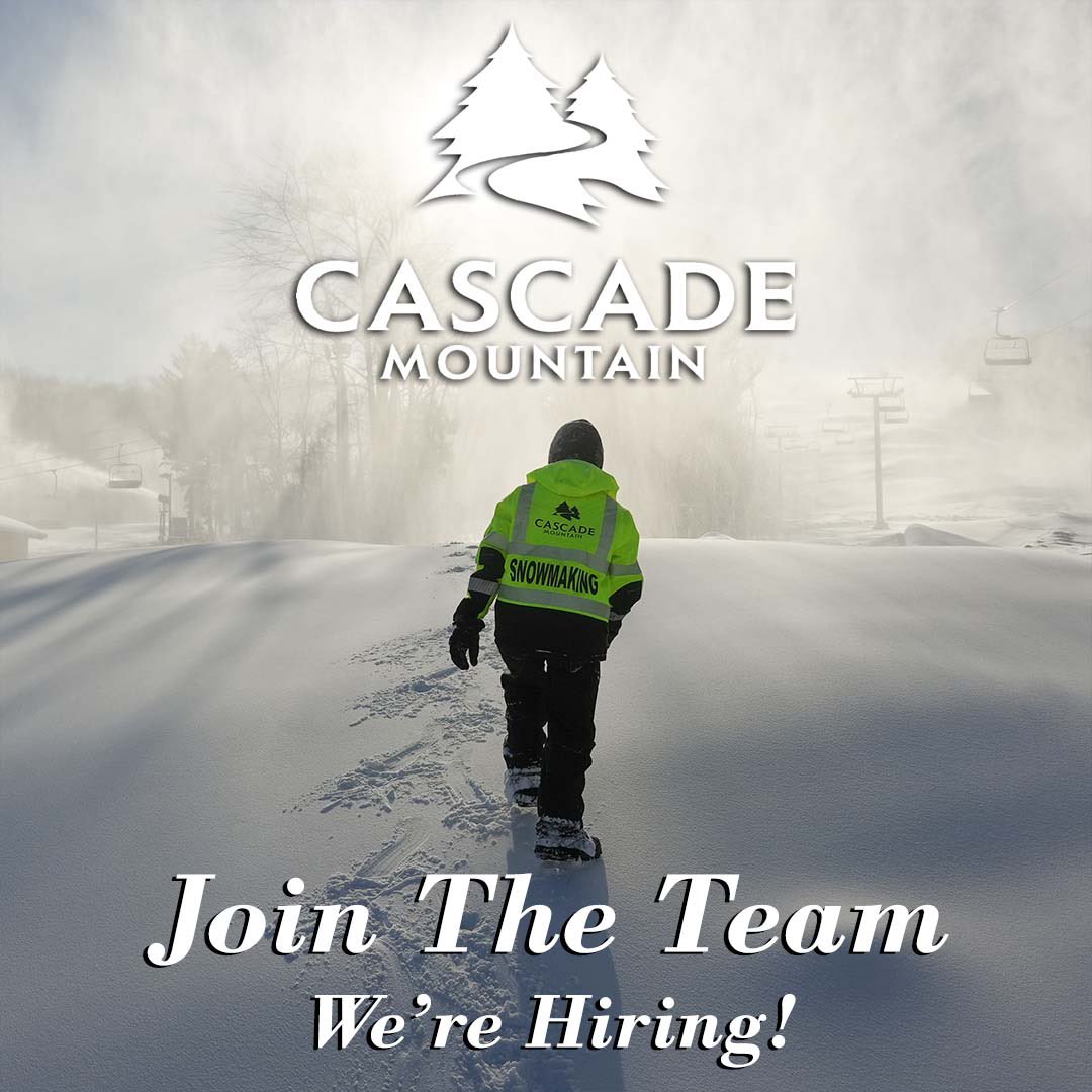 CascadeMountain's tweet photo. Join the team for the winter season! We’re hiring for full and part time positions with starting wages as high as $19/hour, no experience needed! Enjoy benefits like a free season pass, free use of rental equipment, plus food and retail discounts! https://t.co/6bwC4jWAGw