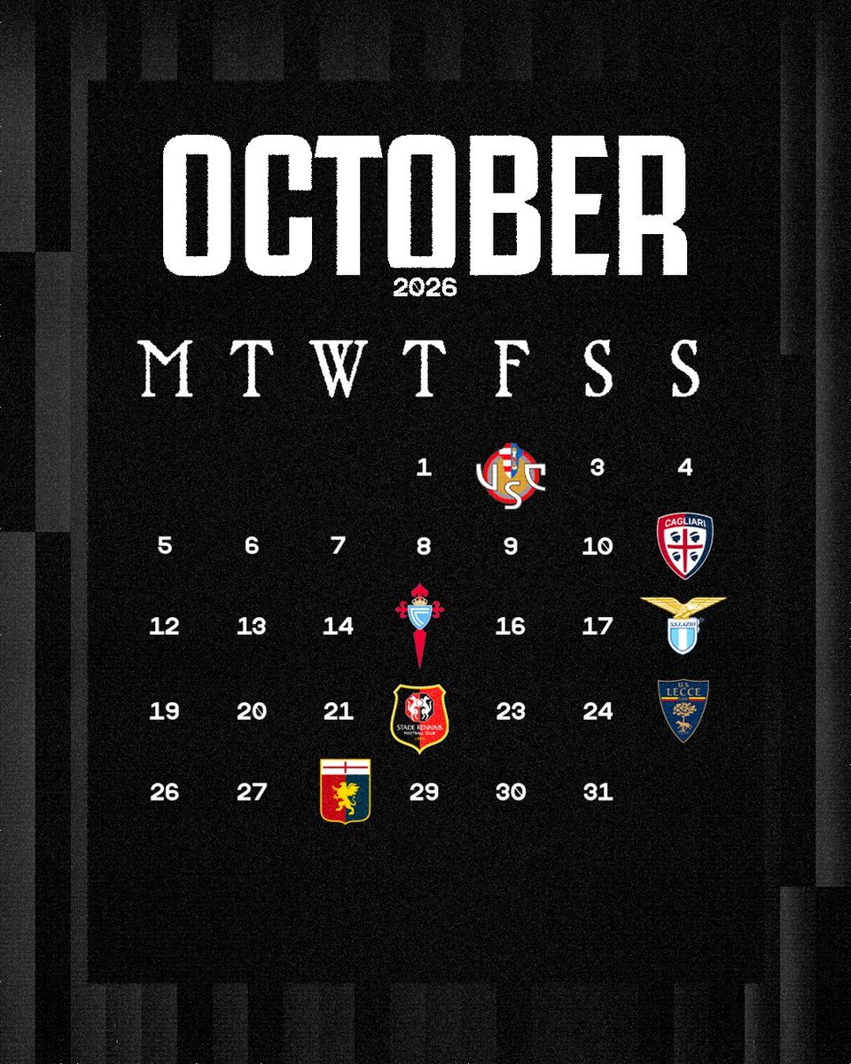 Juventus_Brasil's tweet photo. 🗓 CALENDÁRIO DE OUTUBRO

E guarde dia 22 com carinho na agenda: Juventus Brasil IN LOCO para o duelo contra o Rennes https://t.co/dD46vWyYS5