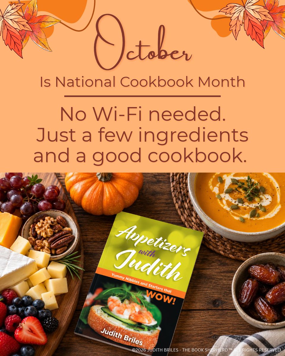 mybookshepherd's tweet photo. October is National Cookbook Month—the perfect time to step away from the screen, turn a few pages, and get cooking.
https://t.co/hlYeabumNy
#NationalCookbookMonth #CookWithJudith #CookbookLove #ScreenFreeCooking https://t.co/pdMKeiagAY