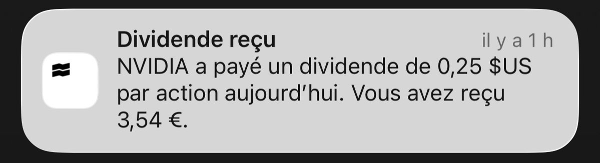 JordanBoursUP's tweet photo. 🌱 La puissance des intérêts composés grâce aux dividendes...

💰 0,14€ en 2025...
💰 3,54€ en 2026...

📈 Soit plus de +2'400% pour le dividende de Nvidia $NVDA 🚀 https://t.co/xUS7NPF2Ac