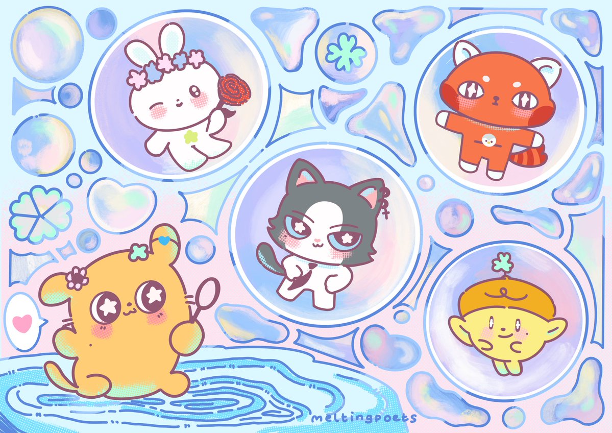 meltingpoets's tweet photo. ndverse bubbles sticker sheet! 🫧 available at #cf23 ⭐️🍀 https://t.co/Pvn9VzY4OW