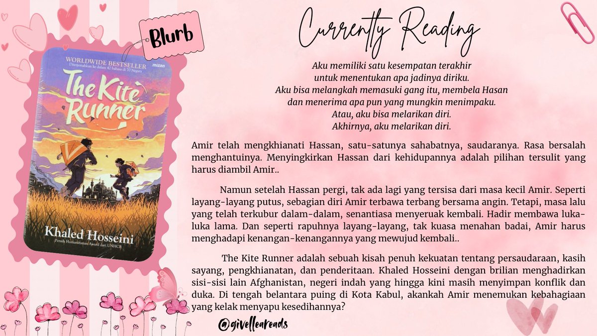 givelleareads's tweet photo. ⋆. 𐙚˚࿔ 𝐂𝐮𝐫𝐫𝐞𝐧𝐭𝐥𝐲 𝐑𝐞𝐚𝐝𝐢𝐧𝐠 𝜗𝜚˚⋆

𝑻𝒉𝒆 𝑲𝒊𝒕𝒆 𝑹𝒖𝒏𝒏𝒆𝒓 by 𝙆𝙝𝙖𝙡𝙚𝙙 𝙃𝙤𝙨𝙨𝙚𝙞𝙣𝙞

💭490 pages
💭historical fiction
💭physical book 

❗️𝘛𝘩𝘦𝘳𝘦 𝘮𝘪𝘨𝘩𝘵 𝘣𝘦 𝘴𝘱𝘰𝘪𝘭𝘦𝘳𝘴.ᐟ https://t.co/7Om5Lsq6s2