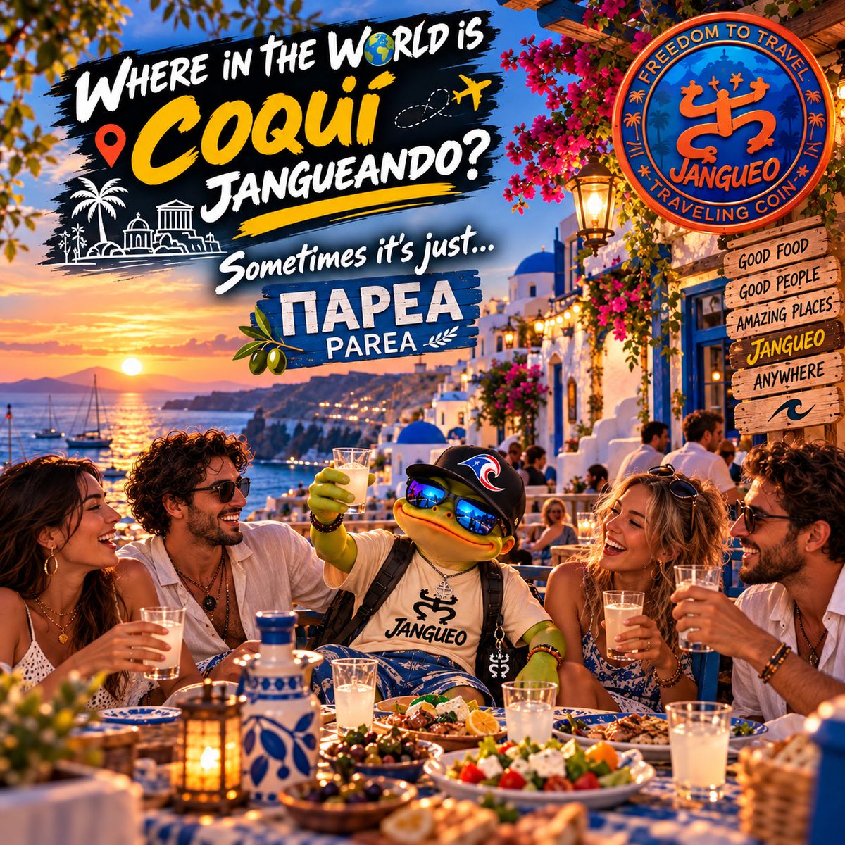 JNGOcoin's tweet photo. 🌎 JANGUEO WORLD TOUR 🐸

New stop. Same vibe.

Around here, sometimes Jangueo is just… 

ΠΑΡΕΑ — PAREA 👀.

📍 Where is Jangueo?

❤️ Like
🔁 Repost
💬 Guess the place

⏳ You have 24 HOURS!

First 3 to complete all 3 qualify. 1 winner will be randomly selected for the Launch Day Airdrop.

Different words. Different places. Same vibe. 🌎🐸

#Jangueo #WhereInTheWorld #TravelChallenge #Travel #AroundTheWorld #TravelCulture #Web3 #CryptoCommunity #Memecoin