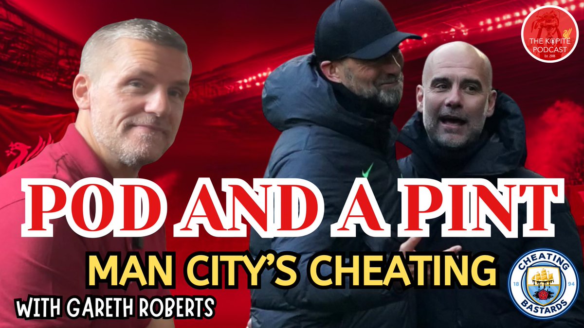KopitePodcast's tweet photo. 𝐏𝐎𝐃 𝐀𝐍𝐃 𝐀 𝐏𝐈𝐍𝐓! 🎙️🍺 

@Mick_Moran_ &amp; @robbohuyton discuss all the fallout following Man City’s breaches, Jurgen Klopp’s legacy &amp; mental health + more! #LFC 🔴

🎥 Watch on YouTube:
→ https://t.co/gAnAAKwfse

🎙️ Listen via audio:
→ https://t.co/uKCG2MLgOb https://t.co/6OB8LZMPab