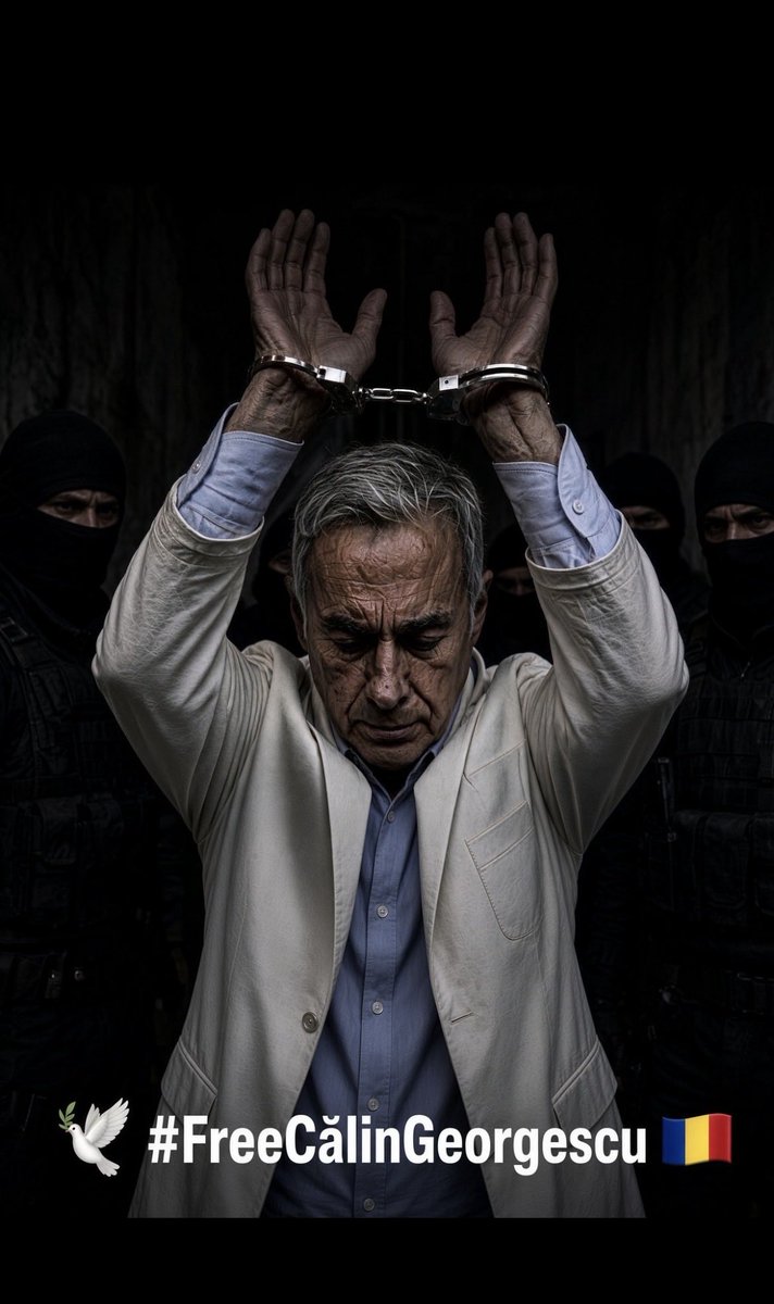 MariaVictor33's tweet photo. Priviți imaginea asta. Un om cu mâinile sus, în cătușe.
Asta e România în 2026? Așa arată democrația?
Eu nu pot să tac. 🕊️ #FreeCălinGeorgescu 🇷🇴 https://t.co/qxelWs8XtC