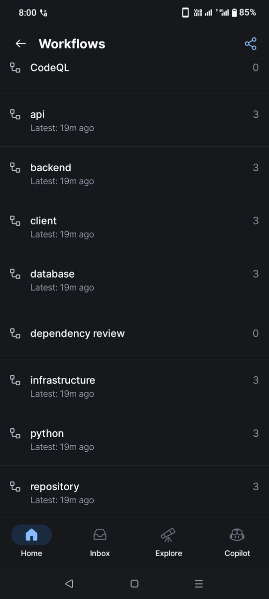 RaazVibe's tweet photo. This is the boring part of software that matters later.
Separate CI for API, backend, client, database, infrastructure, and Python; so the project can grow. https://t.co/bXhjBbjFaf
