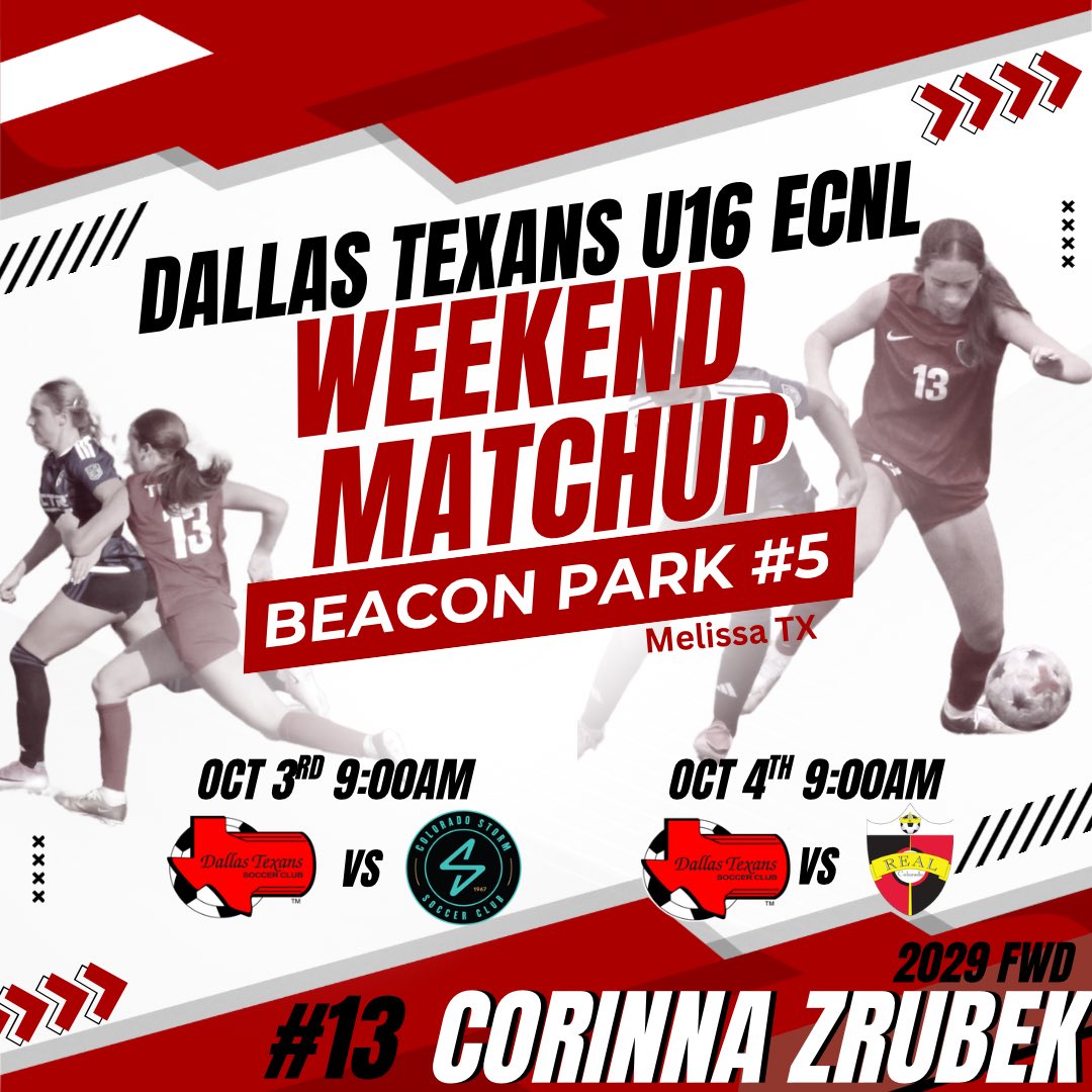 CorinnaZrubek's tweet photo. Can’t wait to hit the pitch again this weekend. Come out and cheer on the team! @dallastexansu16ecnl_2029 @prep_soccer @prepsoccertx @theproplayersoccer @davidgough81 @topdrawersoccer @imyouthsoccer @soccerwire #ecnl #ecnlgirlssoccer https://t.co/eclakMmyq3
