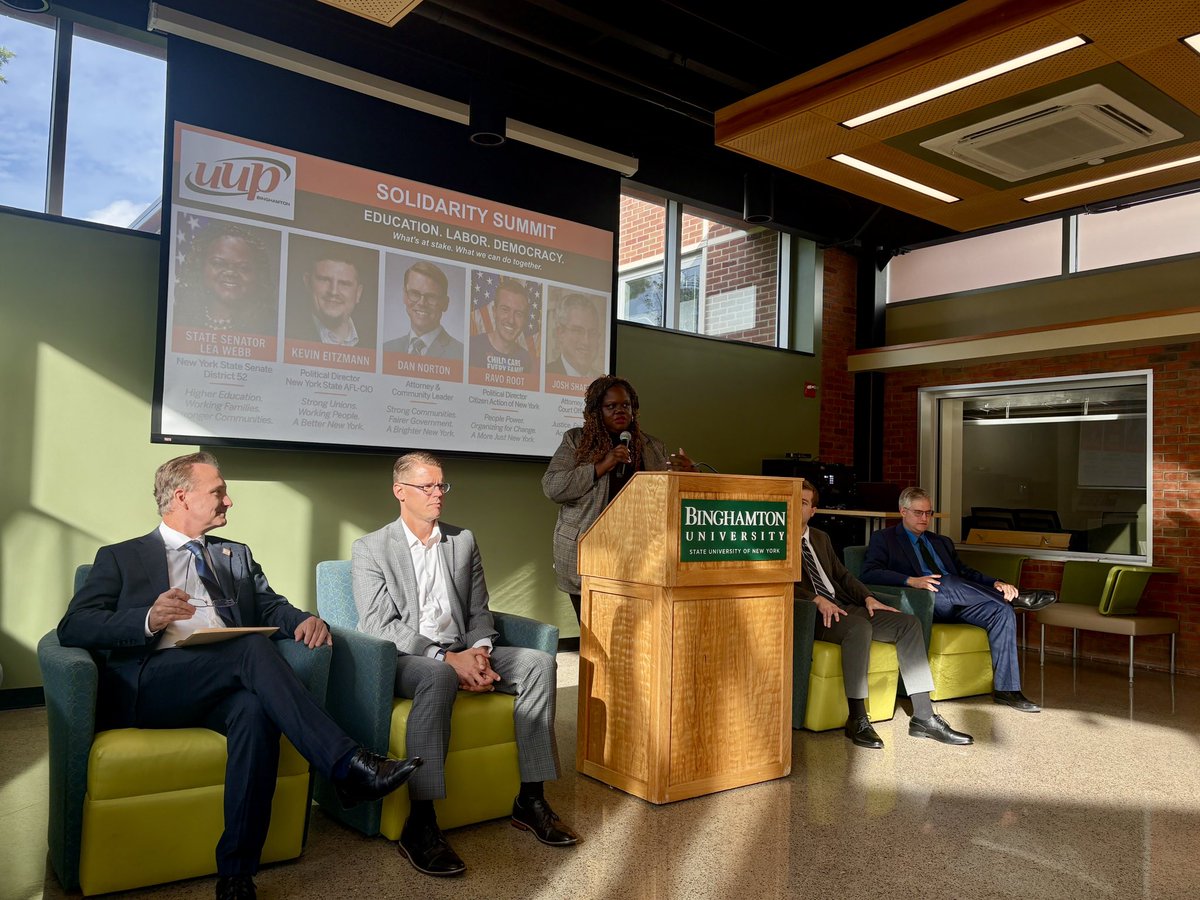 leawebbforny's tweet photo. Thank you to UUP for bringing our university and education communities together for the  Solidarity Summit.

I was proud to join educators, higher education workers, students, and community members for an evening of conversation and solidarity. https://t.co/oaMhzmF6r9