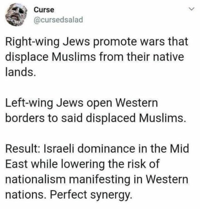Flippowinno's tweet photo. @AirForceDad50 Like aipac, blackrock, the rothschilds, the jews in hollywood and mossad doesn't have any influence on western civilization.
This has to be bait... https://t.co/axn2vjNXIr