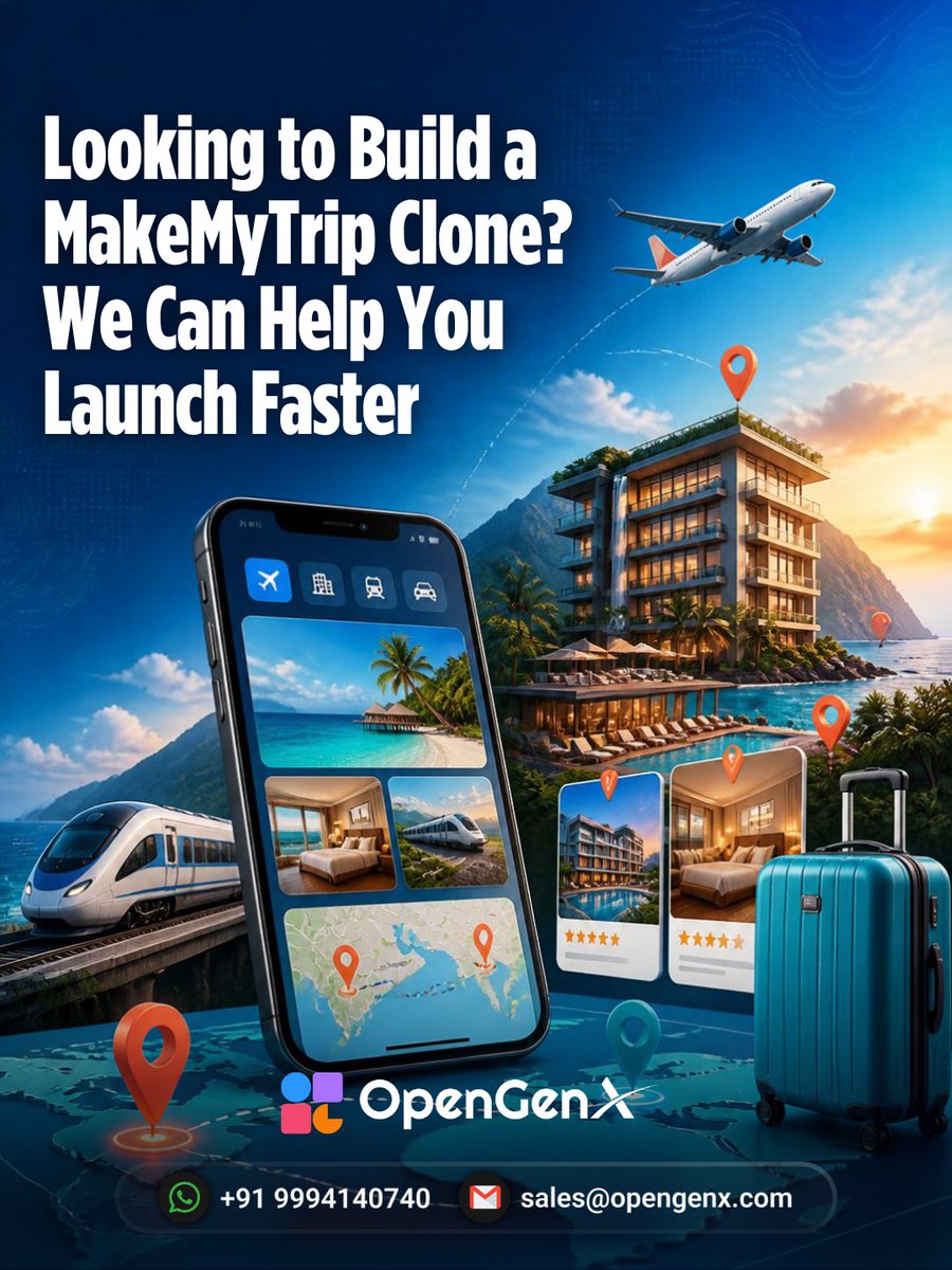 opengenx_tech's tweet photo. ✈️ Build your own MakeMyTrip — faster!

🌐 https://t.co/7BOa9hsOda
🌐 https://t.co/2TVhRjJU7Z

#MakeMyTripClone #TravelApp #Travel #Vacation #App #ios #Android #OGX #OpenGenX https://t.co/78BNFA3gao
