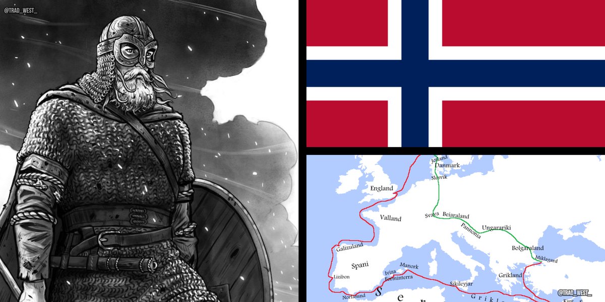 trad_west_'s tweet photo. The Viking crusader army who never lost a battle:

In 1107, King Sigurd I of Norway sailed for the Holy Land with around 60 ships and thousands of men, becoming the first European king to personally lead a crusade there.

Over three years, his forces fought repeatedly across Iberia and the Mediterranean without recorded defeat.

In Jerusalem, Sigurd received a relic of the True Cross, promising to bring it back to Norway and honor it at the shrine of St. Olaf.