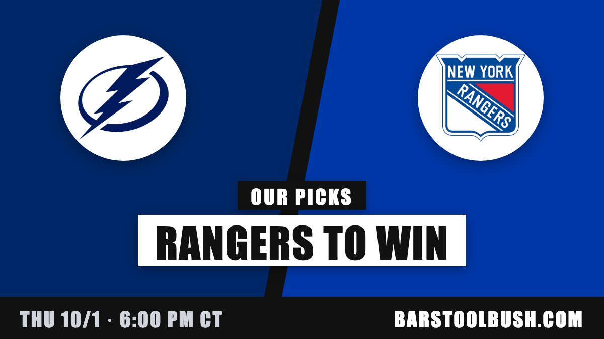 barstool_bush's tweet photo. Tampa Bay Lightning at New York Rangers · Thu 6:00 PM CT

Our picks:
New York Rangers to win
New York Rangers +1.5
Under 5.5

https://t.co/IZSpwzYRro https://t.co/8xxdkYaH0h