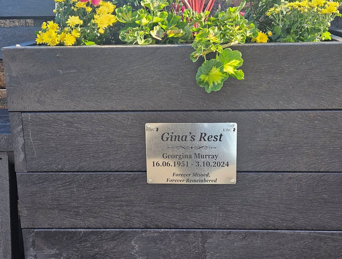 KilcooleyWC's tweet photo. Sun shining today as the Mayor of Ards North Down Craig Blaney, with friends and family of the late great Gina Murray opened Gina's Rest at Kilcooley Square in memory of a much missed friend and colleague. https://t.co/q432YasESx