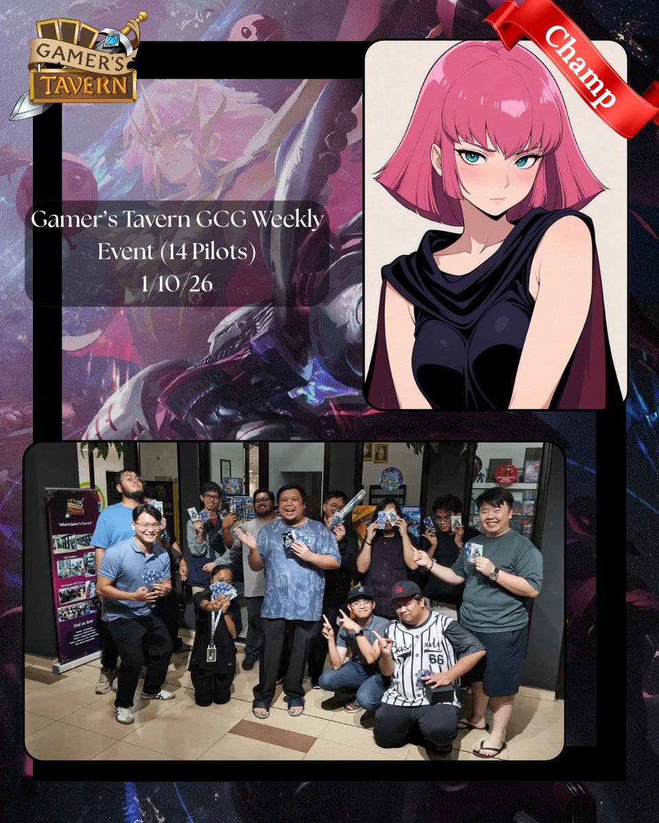 GamersTavernBN's tweet photo. 🇧🇳Gamer's Tavern Gundam Weekly Event (01/10/26) Results!!🎊✨
🥇 @fadhlidon Haman
🥈 @_SmolWhite 🔴🟢Funnel
🥉 Maxwell 🔵⚪SF
Deck Distribution:- (14 Pilots).
#Gamerstavern #Brunei #BruneiLocalTCGStore #Gundam #TCG #Gundamtcg #Bandai #BandaiTCG https://t.co/3kEPTs16XV