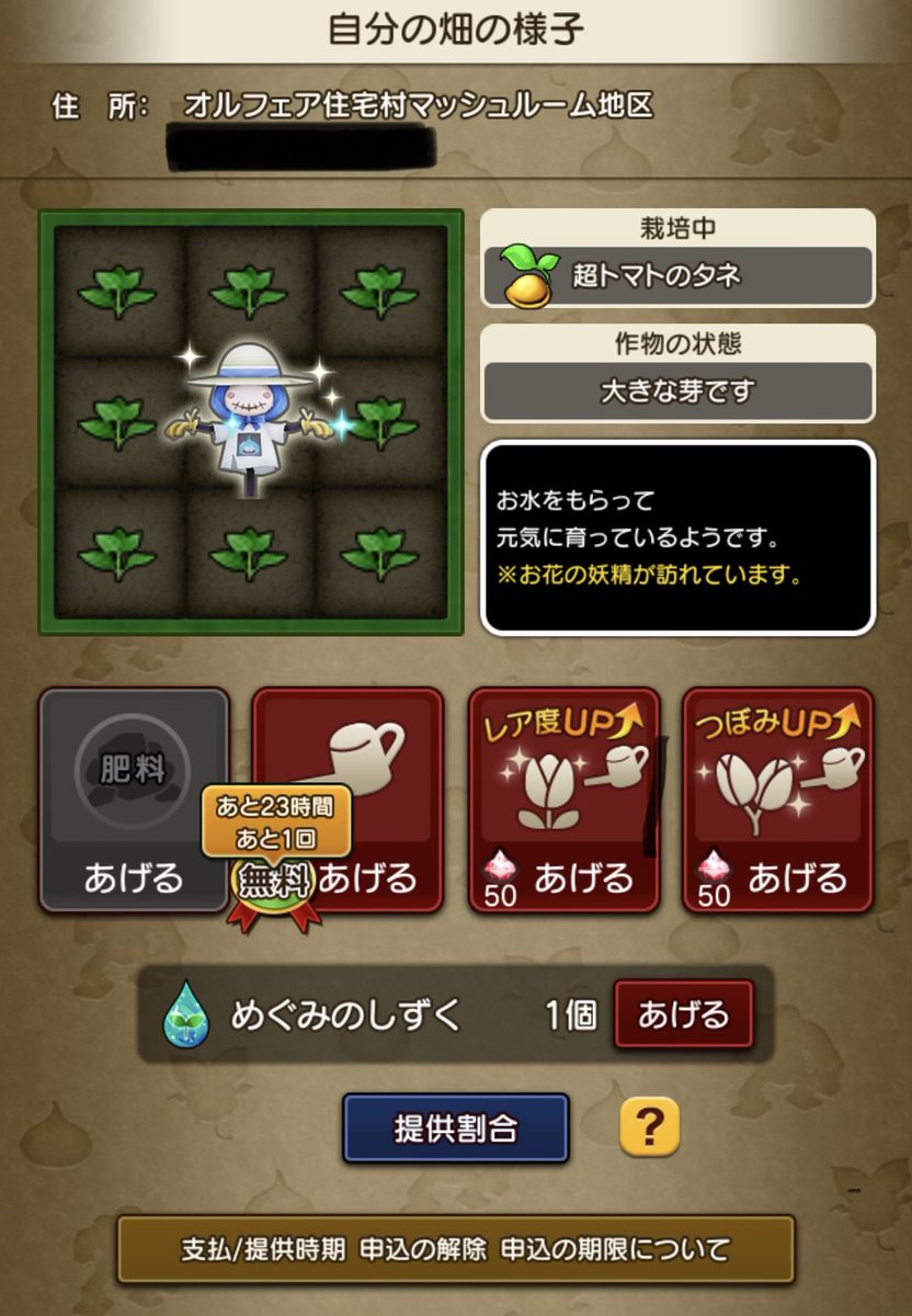 753_dqx's tweet photo. チームリーダーのとこの畑にツールから水やりしようと広告見て1回分無料の畑の水やり権を利用しようとしたら…
えー、無料水やりは自分の畑限定なの！？
…それなら「自分の畑の水やり権」って書いてよ〜😅
#DQX https://t.co/cRIFkpWc7m