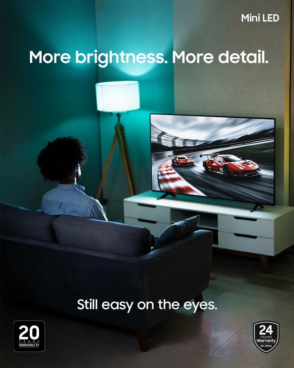 Samsung_Ghana's tweet photo. Bright where it matters. Comfortable when it counts. #MiniLED #SamsungVisionAI TV with HDR brings deeper shadows, brighter highlights and refined detail to every scene.
Learn more: https://t.co/7ylLpGS4CV
#SamsungMiniLed #SamsungTV #Samsung #SamsungGH https://t.co/79JsytbssF