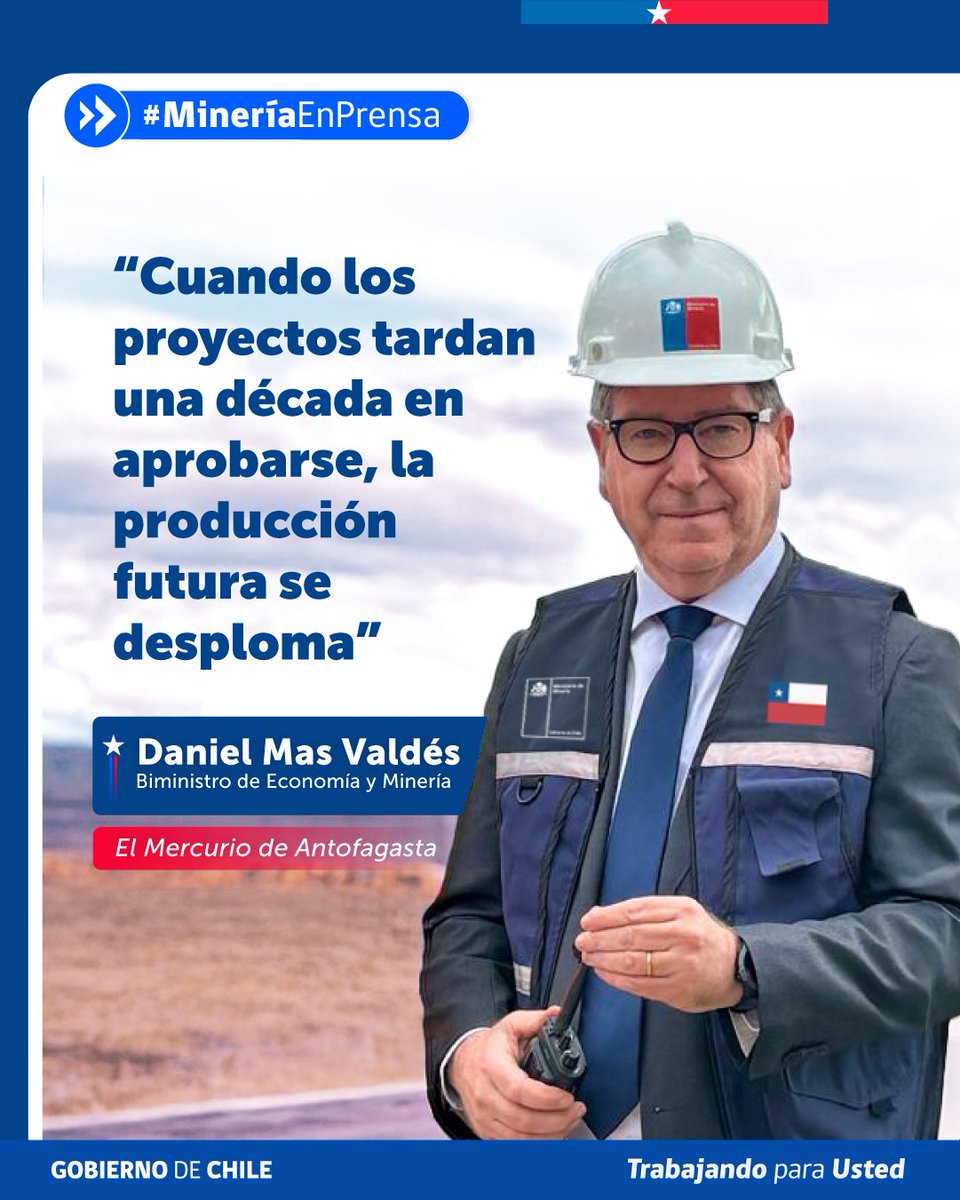 MinMineria_cl's tweet photo. Hoy en El Mercurio de Antofagasta 🗞️, el biministro Daniel Mas abordó el trabajo que estamos impulsando para sostener la producción de cobre y reactivar la inversión minera: simplificación de permisos y autorizaciones, mayor certeza jurídica, incentivos a la exploración, modernización del SEIA y medidas para fortalecer la pequeña minería ⛏️