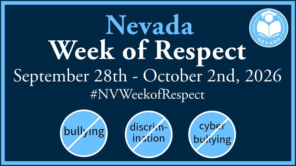 NvstateED's tweet photo. The Week of Respect kicks off Bullying Prevention Month and it's a call to action for all of us to stand up, speak out, and make a difference. Let's work together to build a culture of kindness and respect that lasts all year long.#NVWeekofRespect https://t.co/mC18lwzoX6