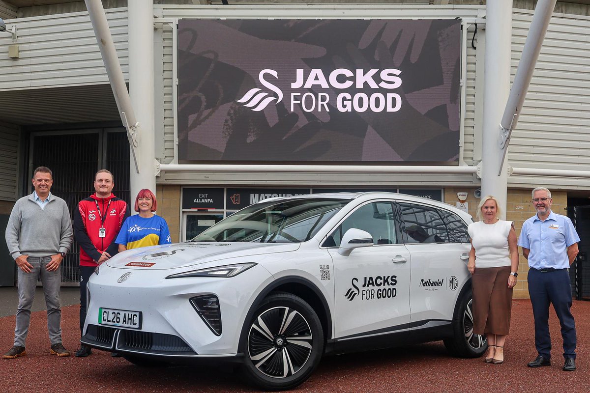 SwansOfficial's tweet photo. Swansea City is pleased to announce that it has joined with the @SwansFdn to launch the Jacks for Good appeal which will run for the length of the 2026-27 season ❤️

👉 https://t.co/O99eK7Z5fW

@NathanielCars 🤝 @MilesHire https://t.co/4vDK4dNIbX