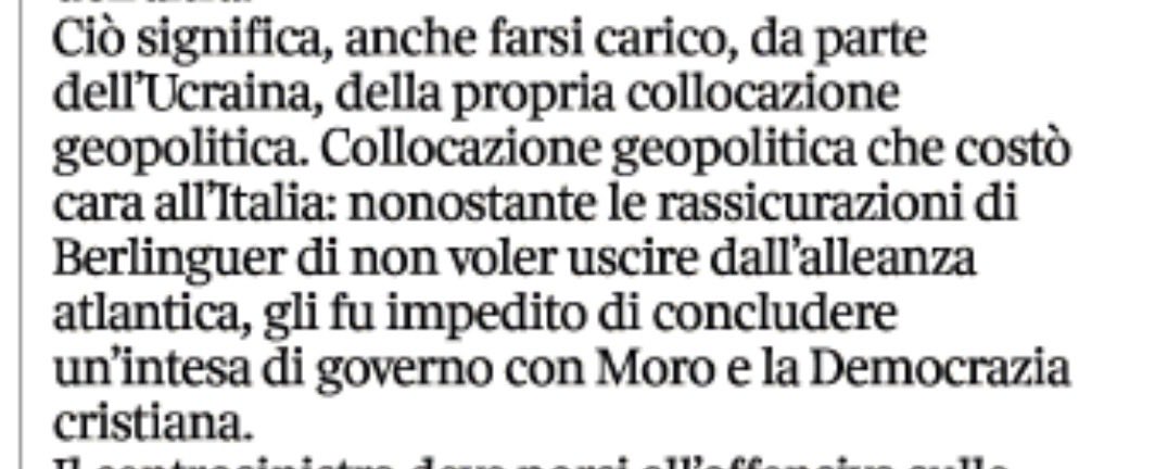 lucianocapone's tweet photo. Qui Goffredo Bettini compie un ribaltamento logico. Non fu la collocazione geopolitica dell’Italia a impedire a Berlinguer di andare al governo, ma la collocazione geopolitica del Pci. Durante la Guerra fredda le sinistre socialdemocratiche hanno governato ovunque in Europa. https://t.co/XaKxEuN755