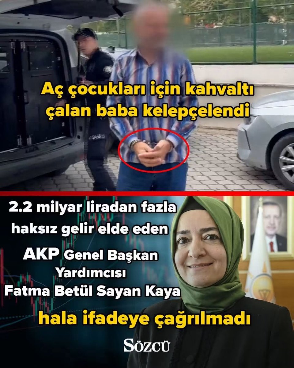TCAyla35's tweet photo. Biri karnı aç diye çalmış, diğeri gözü aç diye. https://t.co/mDEl5J5V7I