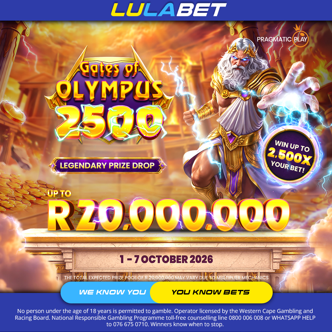 LulaBetZA's tweet photo. ⚡️ SUPERCHARGED PRIZE POOL ⚡️

The Gates Of Olympus 2500 Promotion is LIVE! 🔱

From 1–7 October, chase your share of a massive R20,000,000 in prizes, with the chance to win up to 2,500X your bet! 🔥

Read more &amp; enter now 👉 https://t.co/Tlvjxxz3JA

🔞 18+ Only https://t.co/rN35DuHUDR