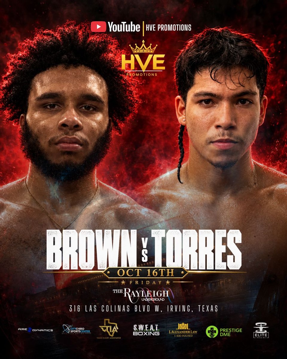Chris85Montes's tweet photo. 👑 HVE PROMOTIONS PRESENTS:
HALLOWEEN 🎃 SHOWDOWN 🥊🔥
🗓️ OCTOBER 16th, 2026
📍 RAYLEIGH UNDERGROUND,
IRVING, TEXAS 🇺🇲
TICKETS AVAILABLE HERE
https://t.co/zgHNKIpy26
#texasboxing #halloween #boxing
#irvingtx https://t.co/nZ8Is5ZQJJ