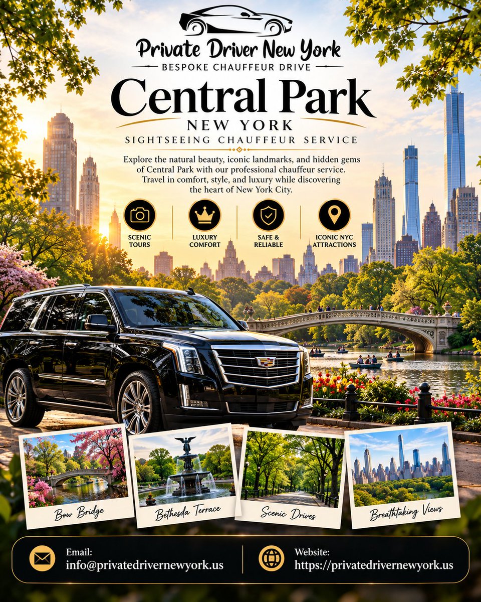 privatedriverNY's tweet photo. Explore Central Park, New York in chauffeur-driven comfort.
Choose Private Driver New York for private sightseeing journeys with flexible itineraries and professional service.

🌐 https://t.co/2BXxTZiBTb
📧 info@privatedrivernewyork.us

#CentralPark #PrivateDriverNewYork https://t.co/aluCDEJMPY