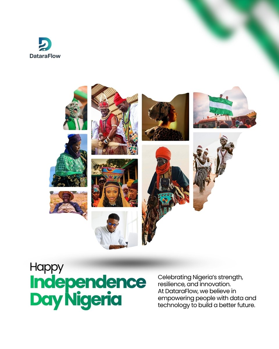 DataraFlow's tweet photo. Happy 66th Independence Day, Nigeria.

Celebrating the strength, resilience, and innovation of a nation that keeps building. At DataraFlow, we're empowering the next generation with data and technology to shape a better future.

#Nigeriaat66 #DataraFlow https://t.co/m8F6IPfsni