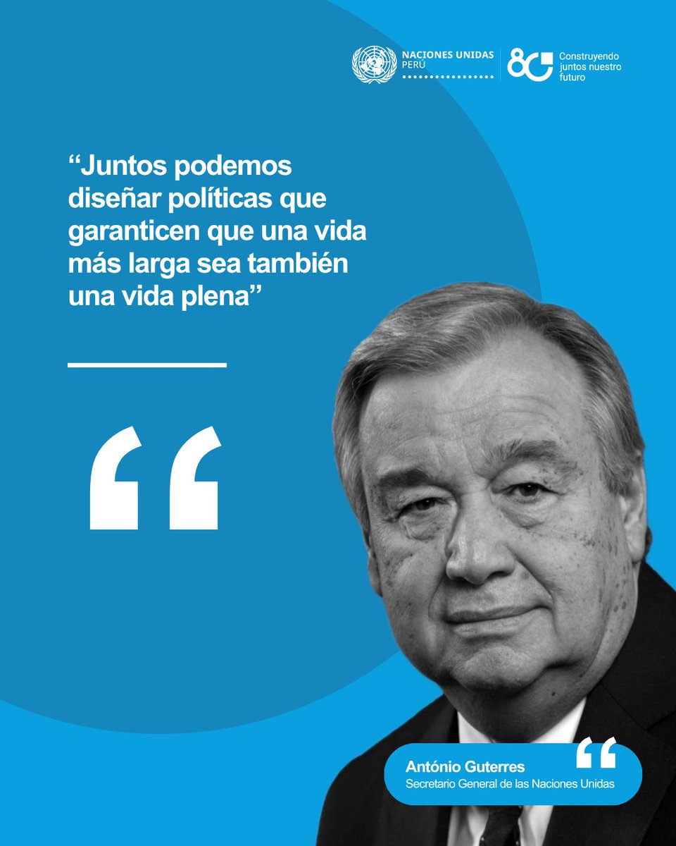 ONUPeru's tweet photo. La humanidad vive más tiempo que nunca. Este es uno de los grandes logros de nuestra época, pero también nos invita a replantear nuestros sistemas para una vida más larga, con seguridad, dignidad y oportunidades.

🔗Lee el mensaje del Secretario General🇺🇳:
https://t.co/aI8bgd9acU https://t.co/hhuzaL51w9