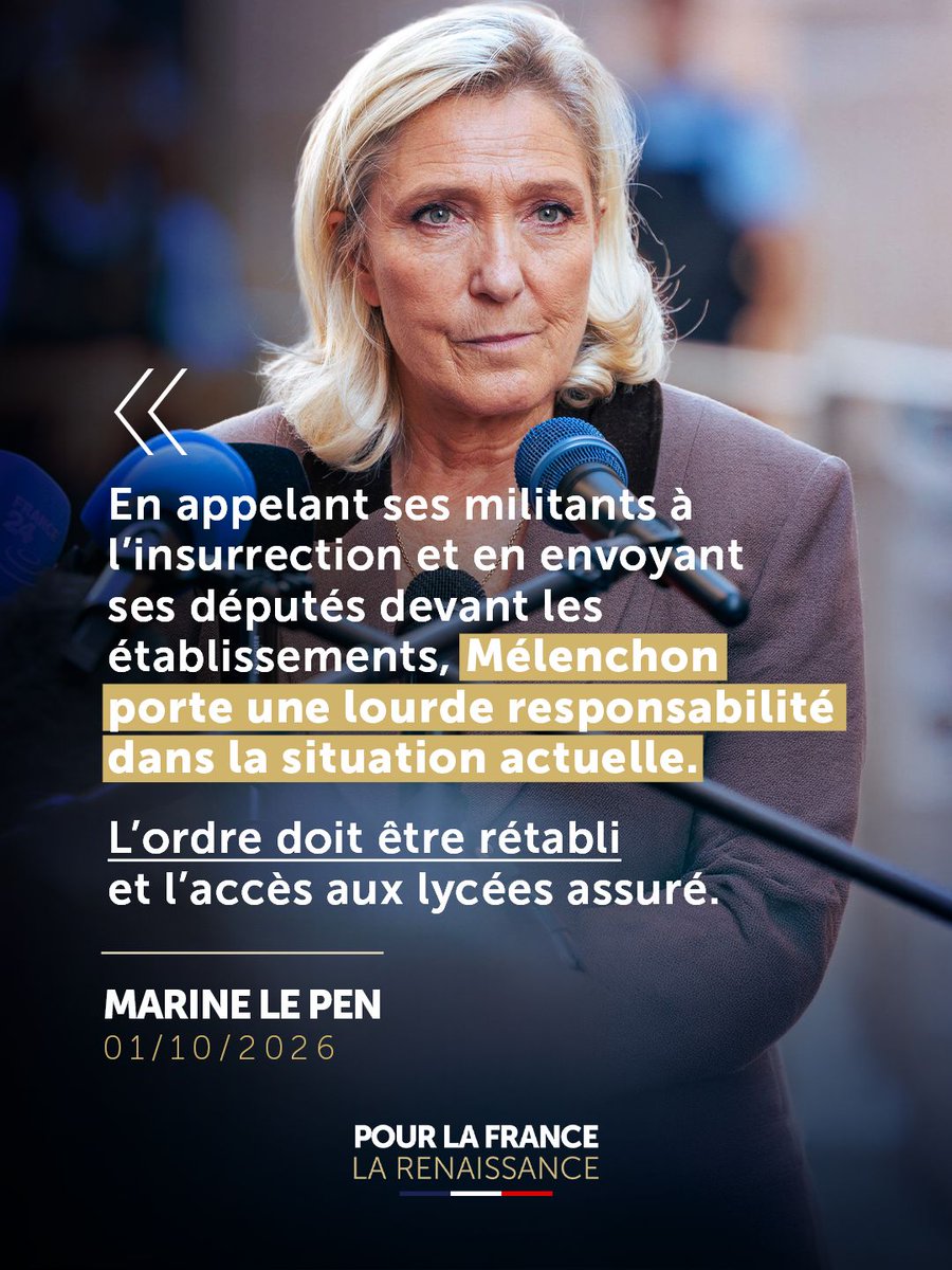 RNational_off's tweet photo. L’ordre doit être rétabli et l’accès aux lycées assuré.

La sécurité des élèves et des enseignants doit être garantie.

➡️ https://t.co/JDZbwAHNml https://t.co/jhx9jjIEFM