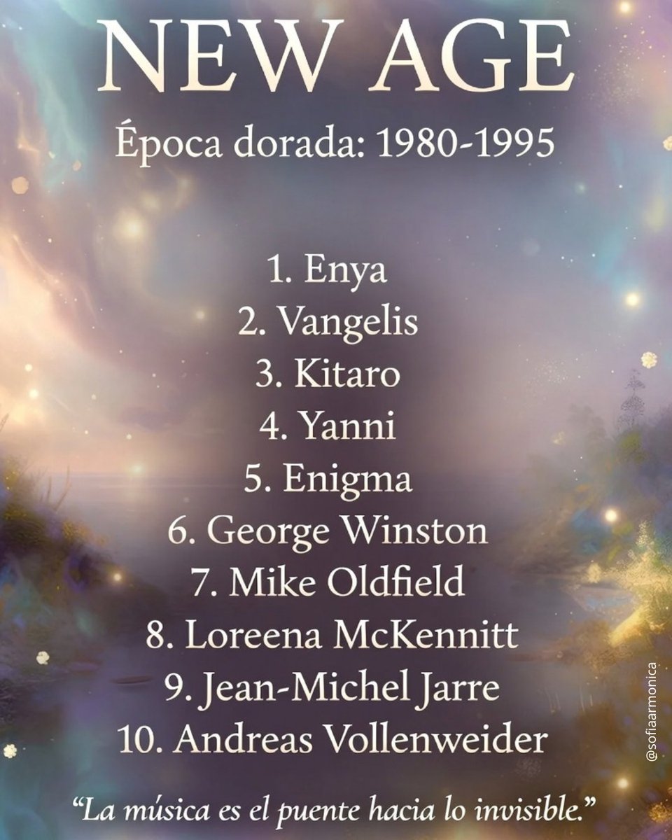 sofiaarmonica's tweet photo. El New Age nació con una extraña "fama de incienso", pero esa fama le hizo daño y, a la vez, le dio público. 

Se lo acusó de música de tienda, de spa, de fondo para no pensar. Si bien, para algunos artistas, esa crítica es justa: hay discos que confunden lo etéreo con lo inerte... 

... Pero reducir el género a esa caricatura es no haber escuchado lo que ocurre cuando la atmósfera se vuelve forma y sus artistas han hecho magia... HILO🧵