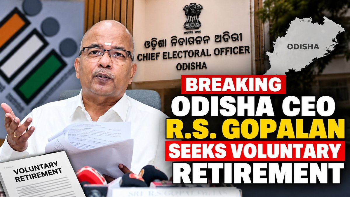 SurkhdeepSingh's tweet photo. Senior IAS officer and Odisha Chief Electoral Officer R.S. Gopalan has applied to the state government for voluntary retirement. https://t.co/EpIjLZz00r