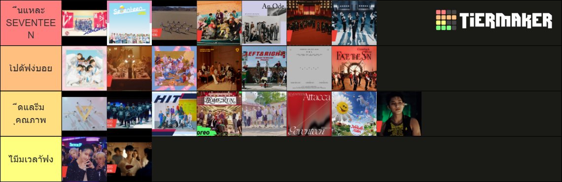aikonch_'s tweet photo. สำหรับ Tier List เพลงไตเติล seventeen ของแม้ะๆในวันนี้ @MaelysNox_ https://t.co/c3zDSFbnyg
